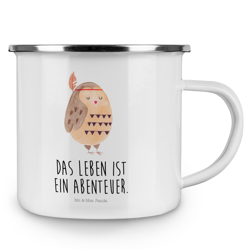 Camping Emaille Tasse Eule Federschmuck Campingtasse, Trinkbecher, Metalltasse, Outdoor Tasse, Emaille Trinkbecher, Blechtasse Outdoor, Emaille Campingbecher, Edelstahl Trinkbecher, Metalltasse für Camping, Kaffee Blechtasse, Camping Tasse Metall, Eule, Eule Deko, Owl, Das Leben ist ein Abenteuer, Reisespruch, Federschmuck, Dekoration