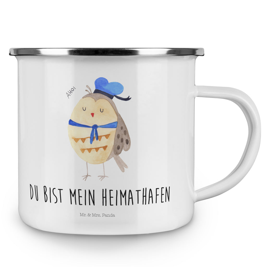 Camping Emaille Tasse Eule Matrosen Campingtasse, Trinkbecher, Metalltasse, Outdoor Tasse, Emaille Trinkbecher, Blechtasse Outdoor, Emaille Campingbecher, Edelstahl Trinkbecher, Metalltasse für Camping, Kaffee Blechtasse, Camping Tasse Metall, Eule, Eule Spruch, Eule Deko, Owl, Wortspiel lustig, Matrose, Freundin, Ehe, Seefahrer, Heimathafen, Hochzeitstag Geschenk