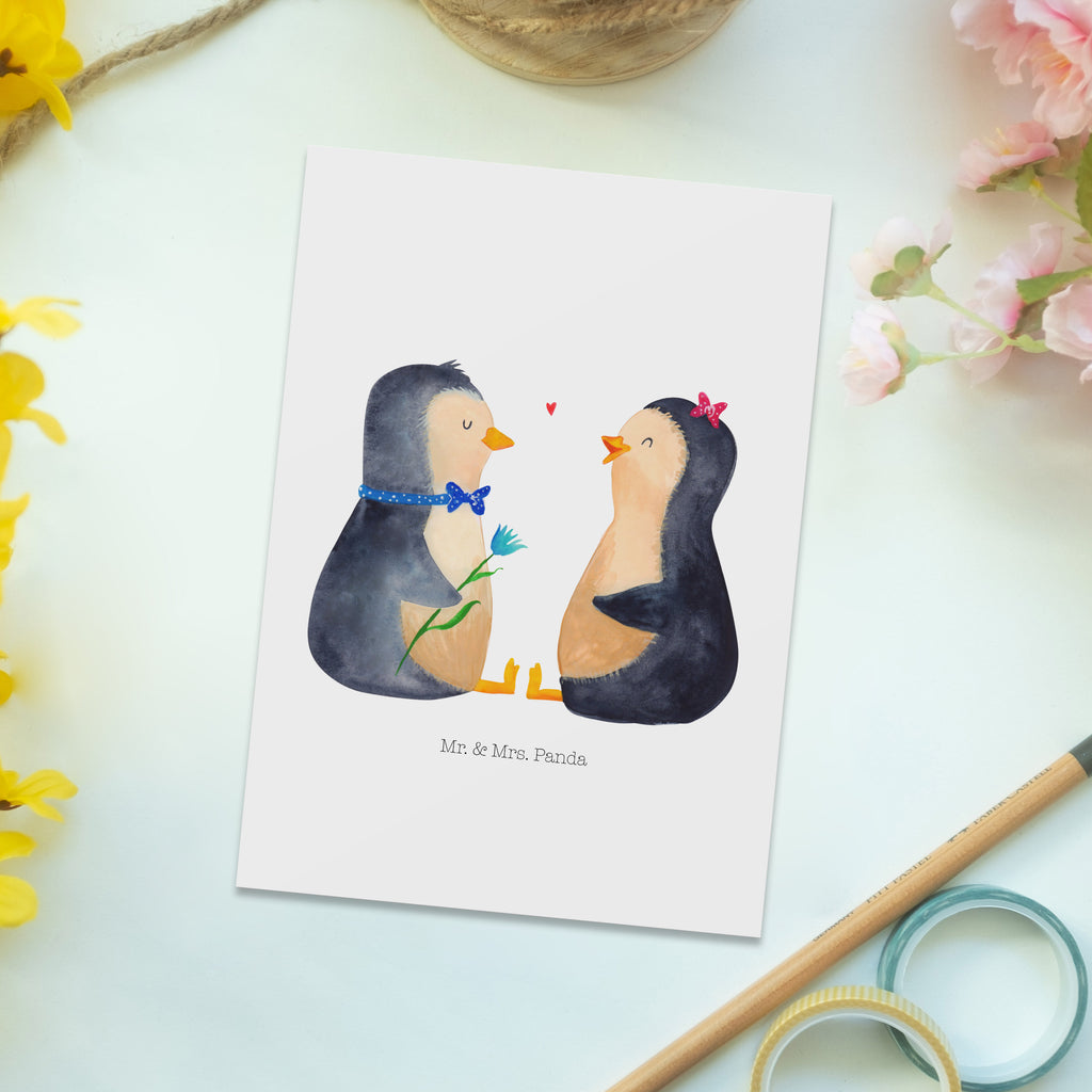 Postkarte Pinguin Pärchen Geschenkkarte, Grußkarte, Karte, Einladung, Ansichtskarte, Geburtstagskarte, Einladungskarte, Dankeskarte, Pinguin, Pinguine, Liebe, Liebespaar, Liebesbeweis, Liebesgeschenk, Verlobung, Jahrestag, Hochzeitstag, Hochzeit, Hochzeitsgeschenk, große Liebe, Traumpaar