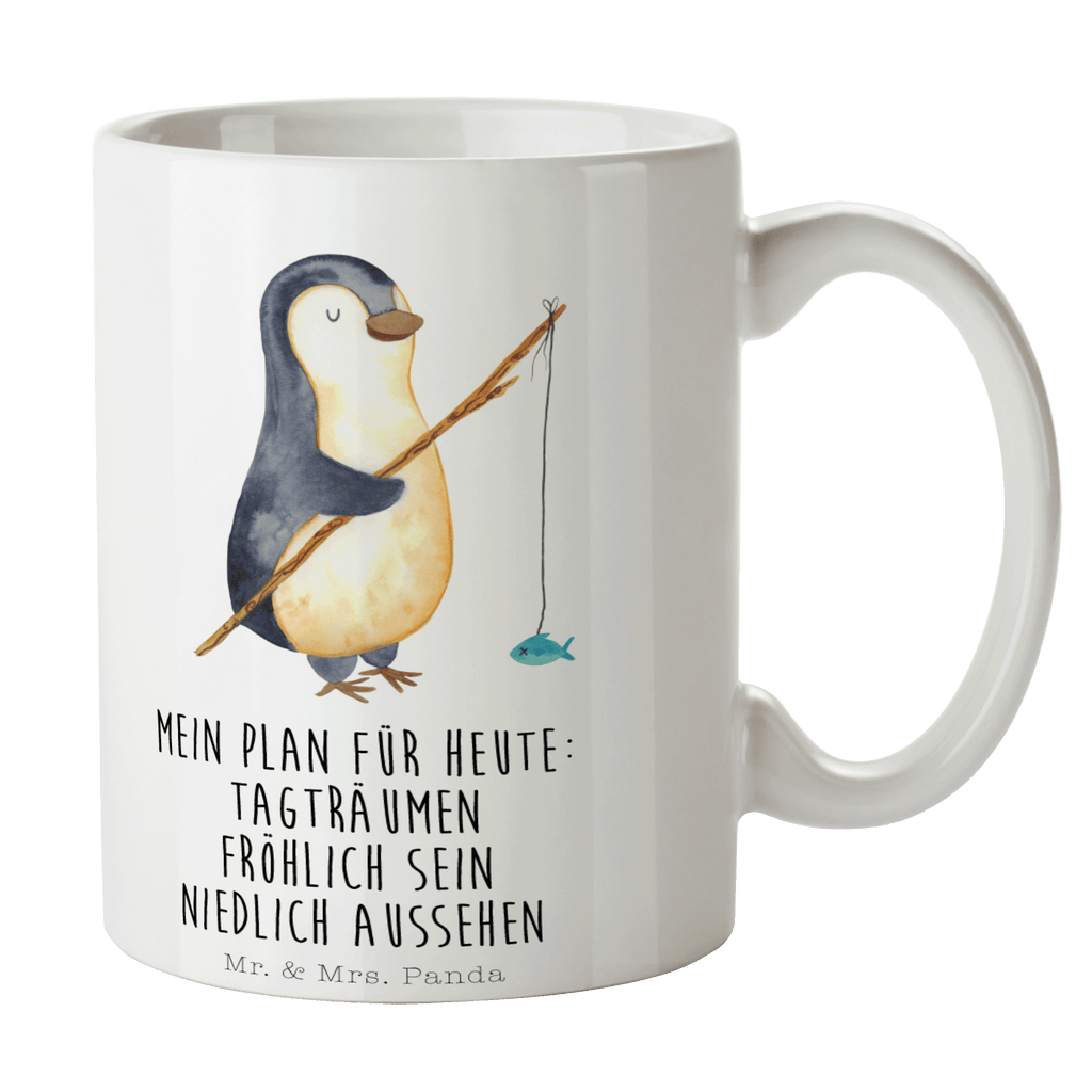 Tasse Pinguin Angler Pinguin, Pinguine, Angeln, Angler, Tagträume, Hobby, Plan, Planer, Tagesplan, Neustart, Motivation, Geschenk, Freundinnen, Geschenkidee, Urlaub, Wochenende Becher, Kaffeetasse, Kaffeebecher, Tee, Frühstück, Büro  Pinguin