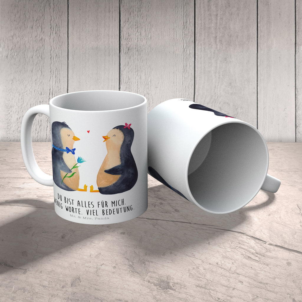 Tasse Pinguin Pärchen Pinguin, Pinguine, Liebe, Liebespaar, Liebesbeweis, Liebesgeschenk, Verlobung, Jahrestag, Hochzeitstag, Hochzeit, Hochzeitsgeschenk, große Liebe, Traumpaar Becher, Kaffeetasse, Kaffeebecher, Tee, Frühstück, Büro  Pinguin