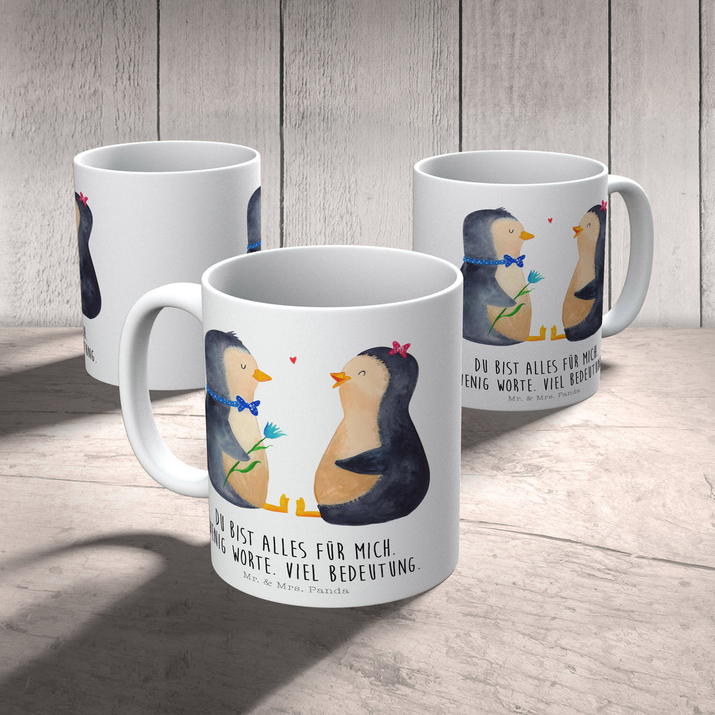 Tasse Pinguin Pärchen Pinguin, Pinguine, Liebe, Liebespaar, Liebesbeweis, Liebesgeschenk, Verlobung, Jahrestag, Hochzeitstag, Hochzeit, Hochzeitsgeschenk, große Liebe, Traumpaar Becher, Kaffeetasse, Kaffeebecher, Tee, Frühstück, Büro  Pinguin