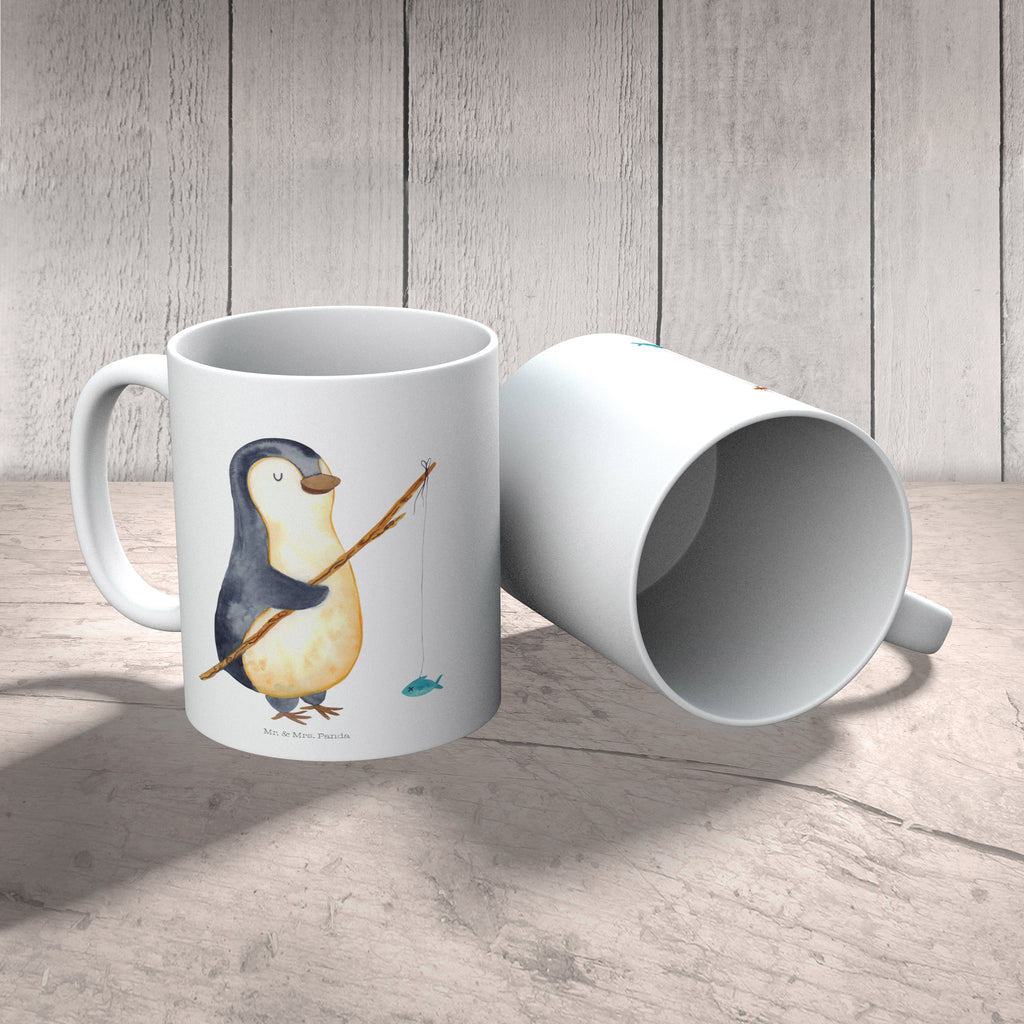 Tasse Pinguin Angler Pinguin, Pinguine, Angeln, Angler, Tagträume, Hobby, Plan, Planer, Tagesplan, Neustart, Motivation, Geschenk, Freundinnen, Geschenkidee, Urlaub, Wochenende Becher, Kaffeetasse, Kaffeebecher, Tee, Frühstück, Büro  Pinguin