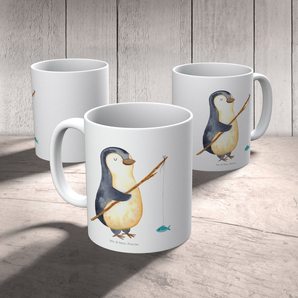 Tasse Pinguin Angler Pinguin, Pinguine, Angeln, Angler, Tagträume, Hobby, Plan, Planer, Tagesplan, Neustart, Motivation, Geschenk, Freundinnen, Geschenkidee, Urlaub, Wochenende Becher, Kaffeetasse, Kaffeebecher, Tee, Frühstück, Büro  Pinguin
