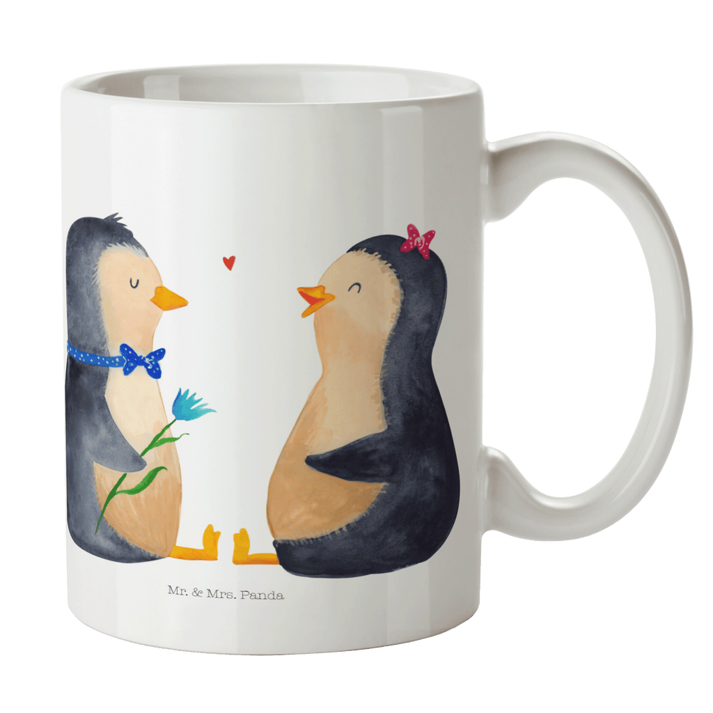 Tasse Pinguin Pärchen Pinguin, Pinguine, Liebe, Liebespaar, Liebesbeweis, Liebesgeschenk, Verlobung, Jahrestag, Hochzeitstag, Hochzeit, Hochzeitsgeschenk, große Liebe, Traumpaar Becher, Kaffeetasse, Kaffeebecher, Tee, Frühstück, Büro  Pinguin