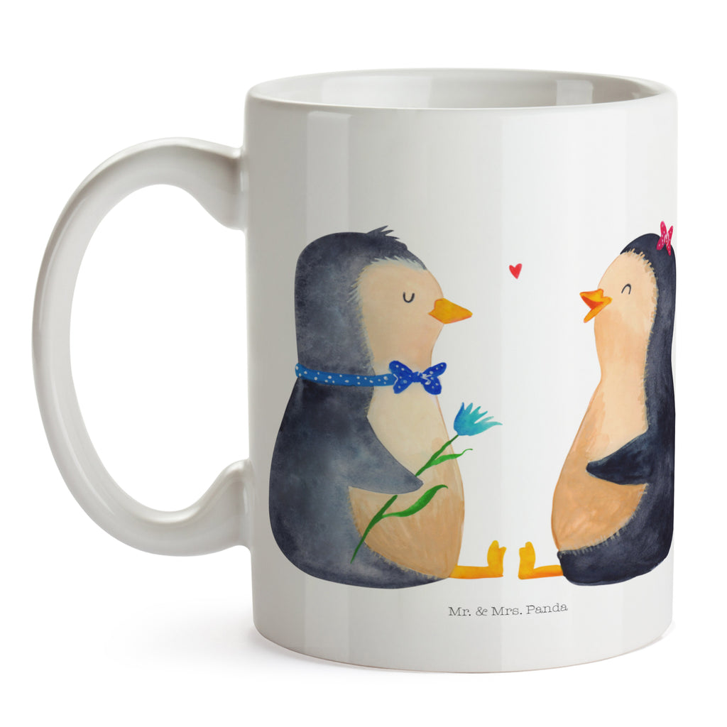Tasse Pinguin Pärchen Pinguin, Pinguine, Liebe, Liebespaar, Liebesbeweis, Liebesgeschenk, Verlobung, Jahrestag, Hochzeitstag, Hochzeit, Hochzeitsgeschenk, große Liebe, Traumpaar Becher, Kaffeetasse, Kaffeebecher, Tee, Frühstück, Büro  Pinguin