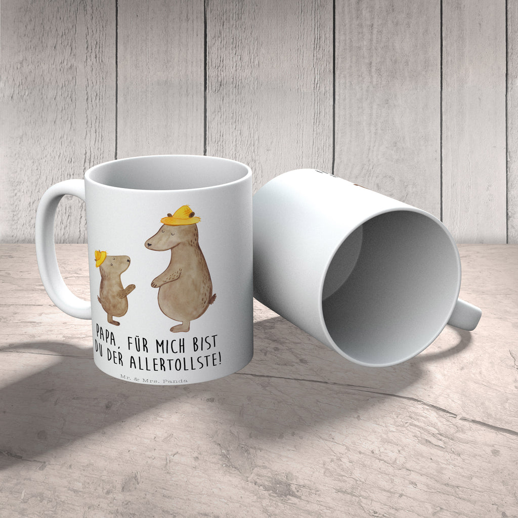 Tasse Bären mit Hut Bär, Bären, Vater, Papa, Vatertag, Papi, Paps, Dad, Daddy, Lieblingsmensch, Sohn, Söhne, Kind, Kinder, Vater-Sohn, Familie, Family, Vorbild Becher, Kaffeetasse, Kaffeebecher, Tee, Frühstück, Büro  Familie, Vatertag, Muttertag, Bruder, Schwester, Mama, Papa, Oma, Opa