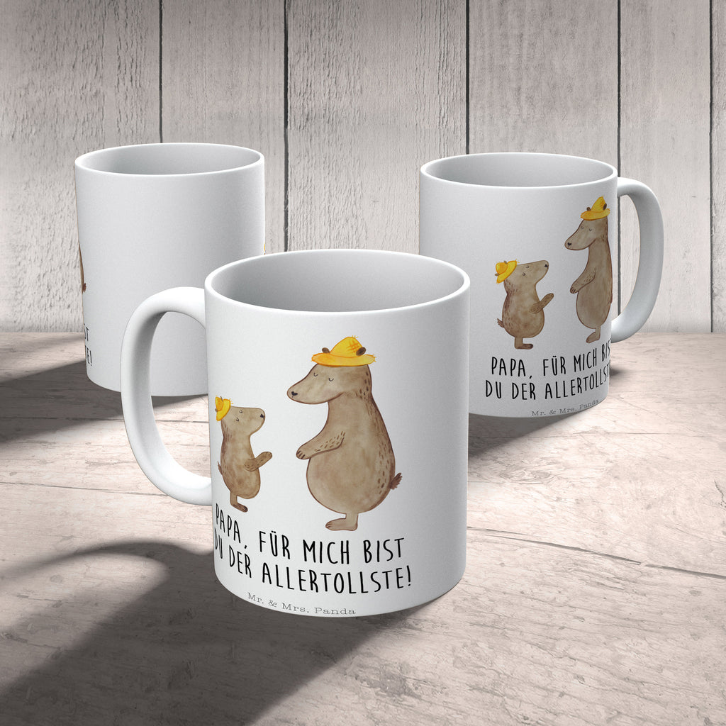 Tasse Bären mit Hut Bär, Bären, Vater, Papa, Vatertag, Papi, Paps, Dad, Daddy, Lieblingsmensch, Sohn, Söhne, Kind, Kinder, Vater-Sohn, Familie, Family, Vorbild Becher, Kaffeetasse, Kaffeebecher, Tee, Frühstück, Büro  Familie, Vatertag, Muttertag, Bruder, Schwester, Mama, Papa, Oma, Opa