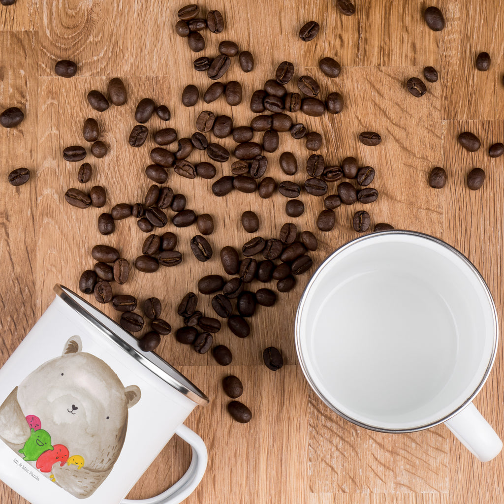 Camping Emaille Tasse Bär Gefühl Campingtasse, Trinkbecher, Metalltasse, Outdoor Tasse, Emaille Trinkbecher, Blechtasse Outdoor, Emaille Campingbecher, Edelstahl Trinkbecher, Metalltasse für Camping, Kaffee Blechtasse, Camping Tasse Metall, Bär, Teddy, Teddybär, Wahnsinn, Verrückt, Durchgedreht