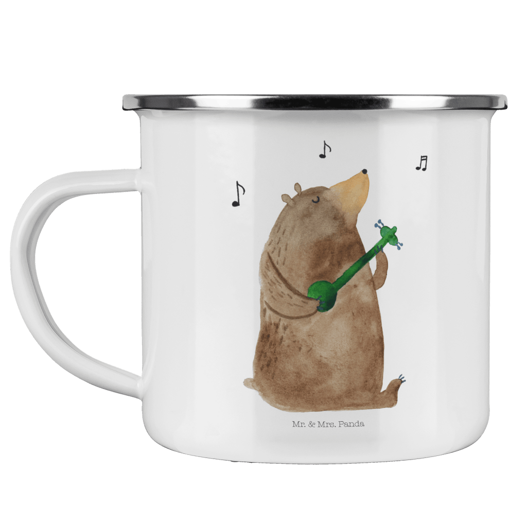Camping Emaille Tasse Bär Gitarre Campingtasse, Trinkbecher, Metalltasse, Outdoor Tasse, Emaille Trinkbecher, Blechtasse Outdoor, Emaille Campingbecher, Edelstahl Trinkbecher, Metalltasse für Camping, Kaffee Blechtasse, Camping Tasse Metall, Bär, Teddy, Teddybär