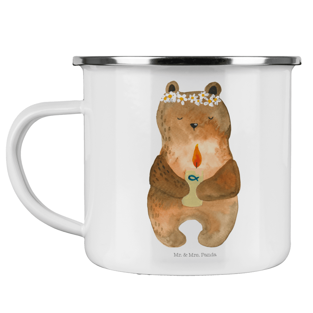 Camping Emaille Tasse Kommunion-Bär Campingtasse, Trinkbecher, Metalltasse, Outdoor Tasse, Emaille Trinkbecher, Blechtasse Outdoor, Emaille Campingbecher, Edelstahl Trinkbecher, Metalltasse für Camping, Kaffee Blechtasse, Camping Tasse Metall, Bär, Teddy, Teddybär, Kommunion, Gottes Segen, Taufkerze, katholisch
