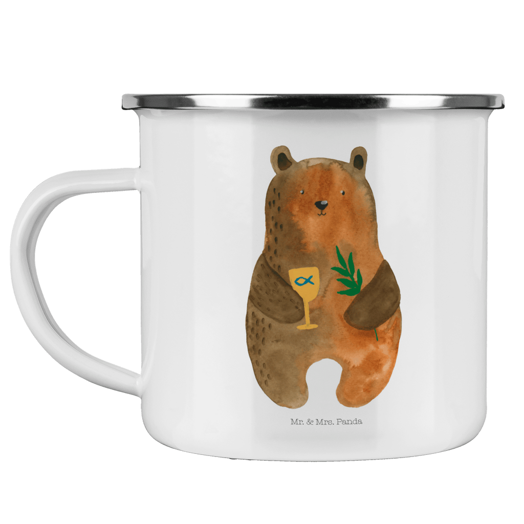 Camping Emaille Tasse Konfirmation-Bär Campingtasse, Trinkbecher, Metalltasse, Outdoor Tasse, Emaille Trinkbecher, Blechtasse Outdoor, Emaille Campingbecher, Edelstahl Trinkbecher, Metalltasse für Camping, Kaffee Blechtasse, Camping Tasse Metall, Bär, Teddy, Teddybär, Konfirmation, Kirche, evangelisch, Gottesdienst