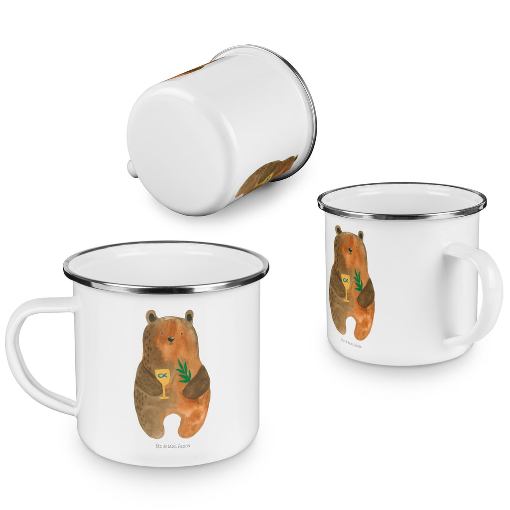 Camping Emaille Tasse Konfirmation-Bär Campingtasse, Trinkbecher, Metalltasse, Outdoor Tasse, Emaille Trinkbecher, Blechtasse Outdoor, Emaille Campingbecher, Edelstahl Trinkbecher, Metalltasse für Camping, Kaffee Blechtasse, Camping Tasse Metall, Bär, Teddy, Teddybär, Konfirmation, Kirche, evangelisch, Gottesdienst
