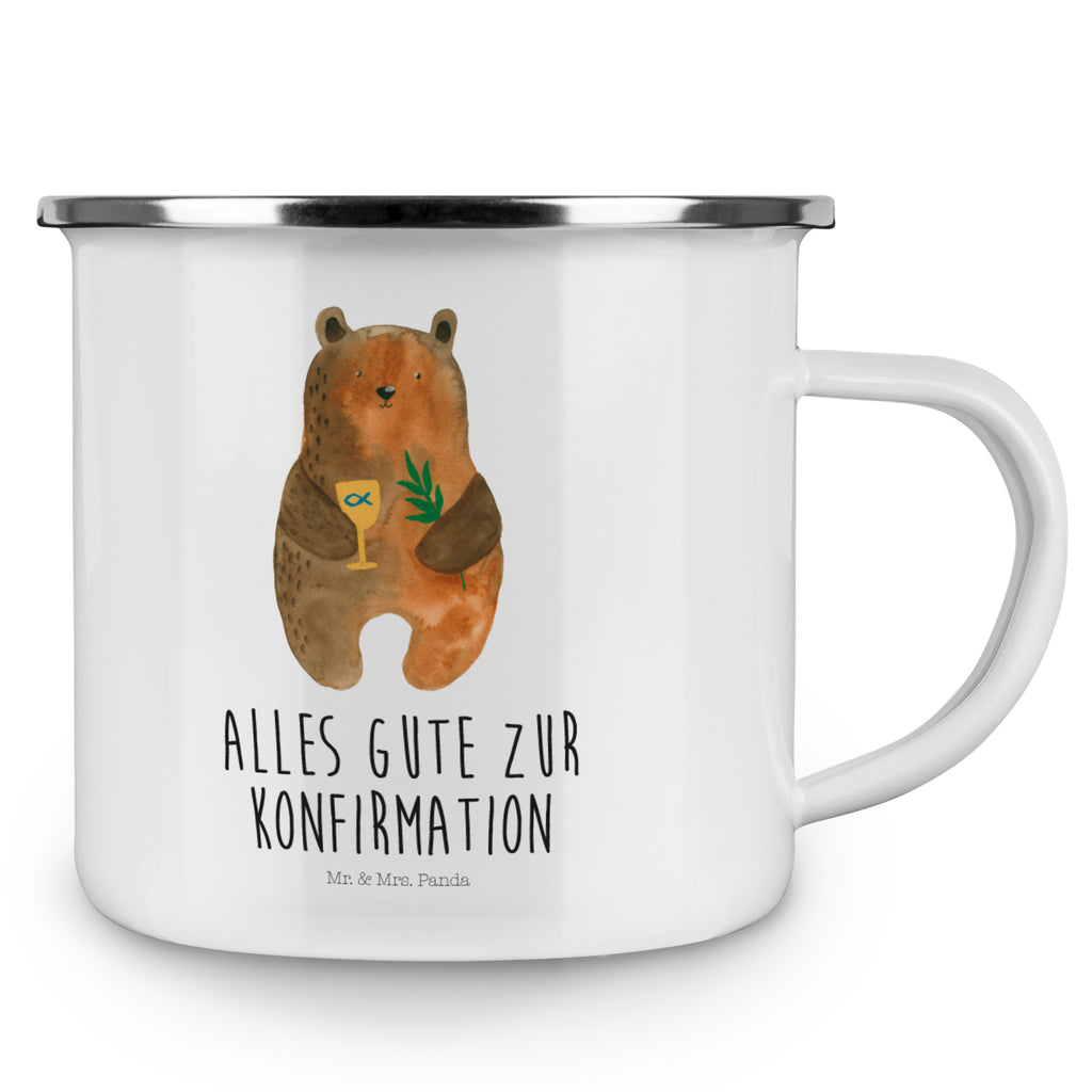 Camping Emaille Tasse Konfirmation-Bär Campingtasse, Trinkbecher, Metalltasse, Outdoor Tasse, Emaille Trinkbecher, Blechtasse Outdoor, Emaille Campingbecher, Edelstahl Trinkbecher, Metalltasse für Camping, Kaffee Blechtasse, Camping Tasse Metall, Bär, Teddy, Teddybär, Konfirmation, Kirche, evangelisch, Gottesdienst