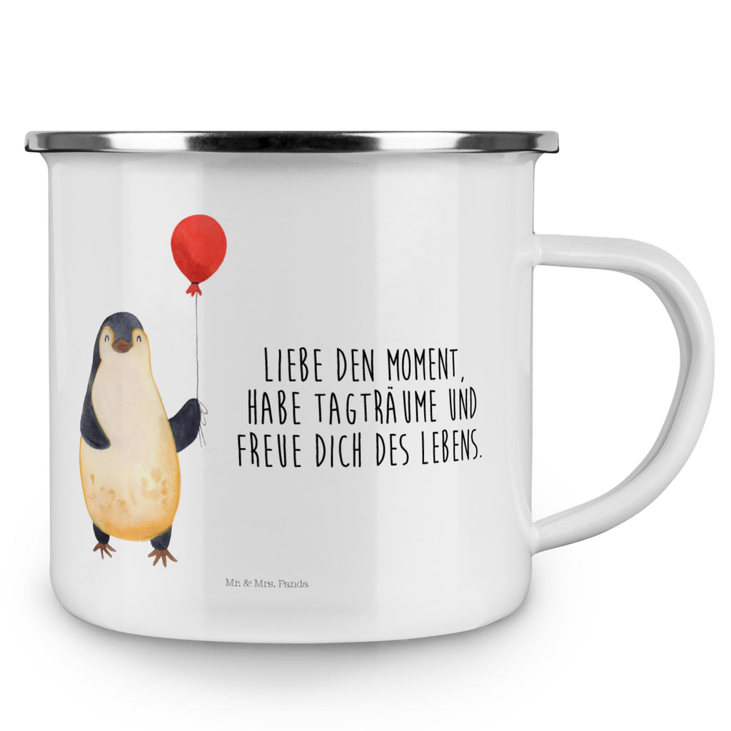 Camping Emaille Tasse Pinguin Luftballon Campingtasse, Trinkbecher, Metalltasse, Outdoor Tasse, Emaille Trinkbecher, Blechtasse Outdoor, Emaille Campingbecher, Edelstahl Trinkbecher, Metalltasse für Camping, Kaffee Blechtasse, Camping Tasse Metall, Pinguin, Pinguine, Luftballon, Tagträume, Lebenslust, Geschenk Freundin, Geschenkidee, beste Freundin, Motivation, Neustart, neues Leben, Liebe, Glück