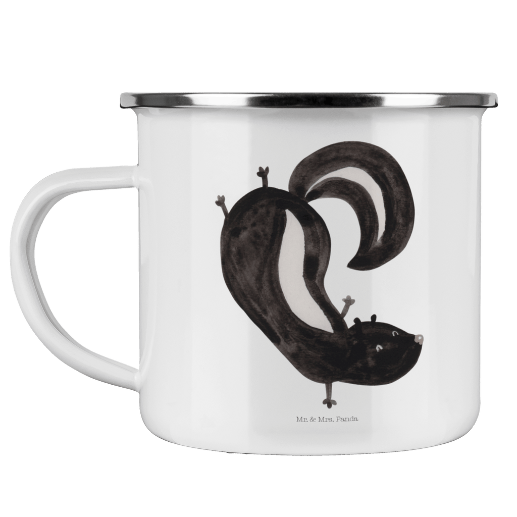 Camping Emaille Tasse Stinktier Handstand Campingtasse, Trinkbecher, Metalltasse, Outdoor Tasse, Emaille Trinkbecher, Blechtasse Outdoor, Emaille Campingbecher, Edelstahl Trinkbecher, Metalltasse für Camping, Kaffee Blechtasse, Camping Tasse Metall, Stinktier, Skunk, Wildtier, Raubtier, Stinker, Stinki, Spielplatz, verpielt, Kind
