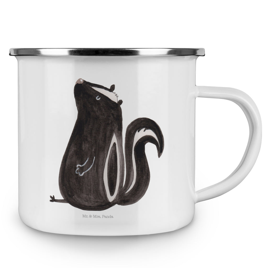 Camping Emaille Tasse Stinktier sitzend Campingtasse, Trinkbecher, Metalltasse, Outdoor Tasse, Emaille Trinkbecher, Blechtasse Outdoor, Emaille Campingbecher, Edelstahl Trinkbecher, Metalltasse für Camping, Kaffee Blechtasse, Camping Tasse Metall, Stinktier, Skunk, Wildtier, Raubtier, Stinker, Stinki, Spruch, Büro, Recht, Besserwisser