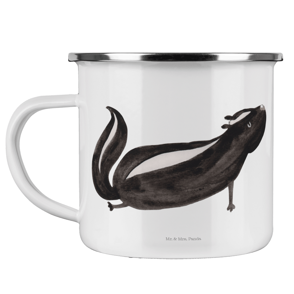 Camping Emaille Tasse Stinktier Yoga Campingtasse, Trinkbecher, Metalltasse, Outdoor Tasse, Emaille Trinkbecher, Blechtasse Outdoor, Emaille Campingbecher, Edelstahl Trinkbecher, Metalltasse für Camping, Kaffee Blechtasse, Camping Tasse Metall, Stinktier, Skunk, Wildtier, Raubtier, Stinker, Stinki, Yoga, Namaste, Lebe, Liebe, Lache