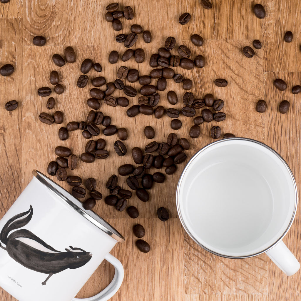 Camping Emaille Tasse Stinktier Yoga Campingtasse, Trinkbecher, Metalltasse, Outdoor Tasse, Emaille Trinkbecher, Blechtasse Outdoor, Emaille Campingbecher, Edelstahl Trinkbecher, Metalltasse für Camping, Kaffee Blechtasse, Camping Tasse Metall, Stinktier, Skunk, Wildtier, Raubtier, Stinker, Stinki, Yoga, Namaste, Lebe, Liebe, Lache