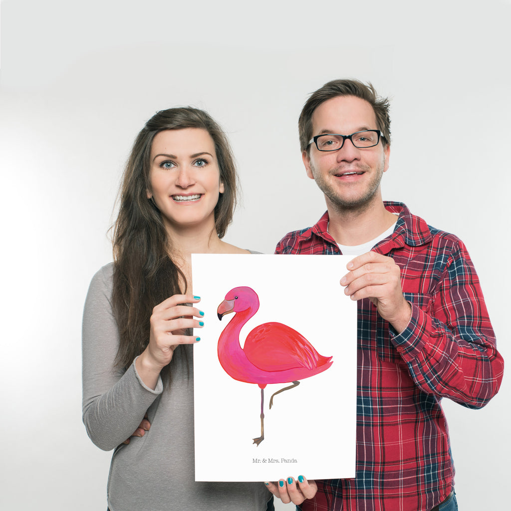 Poster Flamingo classic Poster, Wandposter, Bild, Wanddeko, Küchenposter, Kinderposter, Wanddeko Bild, Raumdekoration, Wanddekoration, Handgemaltes Poster, Mr. & Mrs. Panda Poster, Designposter, Kunstdruck, Posterdruck, Flamingo, Einzigartig, Selbstliebe, Stolz, ich, für mich, Spruch, Freundin, Freundinnen, Außenseiter, Sohn, Tochter, Geschwister