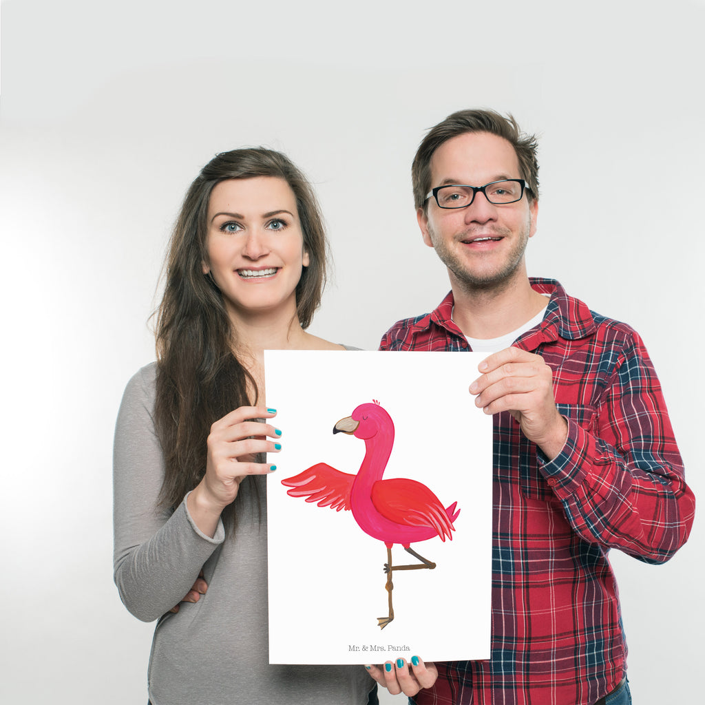 Poster Flamingo Yoga Poster, Wandposter, Bild, Wanddeko, Küchenposter, Kinderposter, Wanddeko Bild, Raumdekoration, Wanddekoration, Handgemaltes Poster, Mr. & Mrs. Panda Poster, Designposter, Kunstdruck, Posterdruck, Flamingo, Vogel, Yoga, Namaste, Achtsamkeit, Yoga-Übung, Entspannung, Ärger, Aufregen, Tiefenentspannung