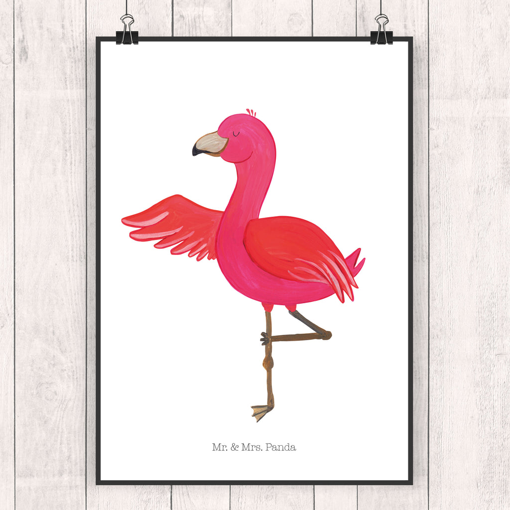 Poster Flamingo Yoga Poster, Wandposter, Bild, Wanddeko, Küchenposter, Kinderposter, Wanddeko Bild, Raumdekoration, Wanddekoration, Handgemaltes Poster, Mr. & Mrs. Panda Poster, Designposter, Kunstdruck, Posterdruck, Flamingo, Vogel, Yoga, Namaste, Achtsamkeit, Yoga-Übung, Entspannung, Ärger, Aufregen, Tiefenentspannung