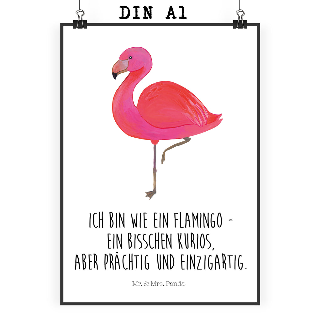 Poster Flamingo classic Poster, Wandposter, Bild, Wanddeko, Küchenposter, Kinderposter, Wanddeko Bild, Raumdekoration, Wanddekoration, Handgemaltes Poster, Mr. & Mrs. Panda Poster, Designposter, Kunstdruck, Posterdruck, Flamingo, Einzigartig, Selbstliebe, Stolz, ich, für mich, Spruch, Freundin, Freundinnen, Außenseiter, Sohn, Tochter, Geschwister
