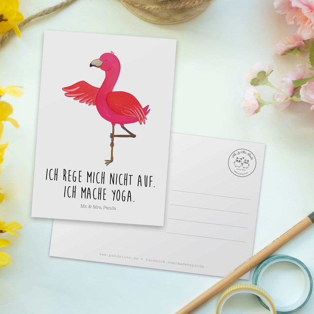 Postkarte Flamingo Yoga Geschenkkarte, Grußkarte, Karte, Einladung, Ansichtskarte, Geburtstagskarte, Einladungskarte, Dankeskarte, Flamingo, Vogel, Yoga, Namaste, Achtsamkeit, Yoga-Übung, Entspannung, Ärger, Aufregen, Tiefenentspannung