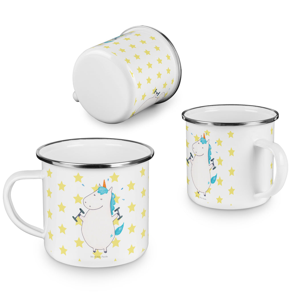 Camping Emaille Tasse Einhorn Fitness Campingtasse, Trinkbecher, Metalltasse, Outdoor Tasse, Emaille Trinkbecher, Blechtasse Outdoor, Emaille Campingbecher, Edelstahl Trinkbecher, Metalltasse für Camping, Kaffee Blechtasse, Camping Tasse Metall, Einhorn, Einhörner, Einhorn Deko, Pegasus, Unicorn, Gym, Fitness, Fitnessstudio, Diät, Abnehmen, Sport, Pumpen, Geräte, Sixpack