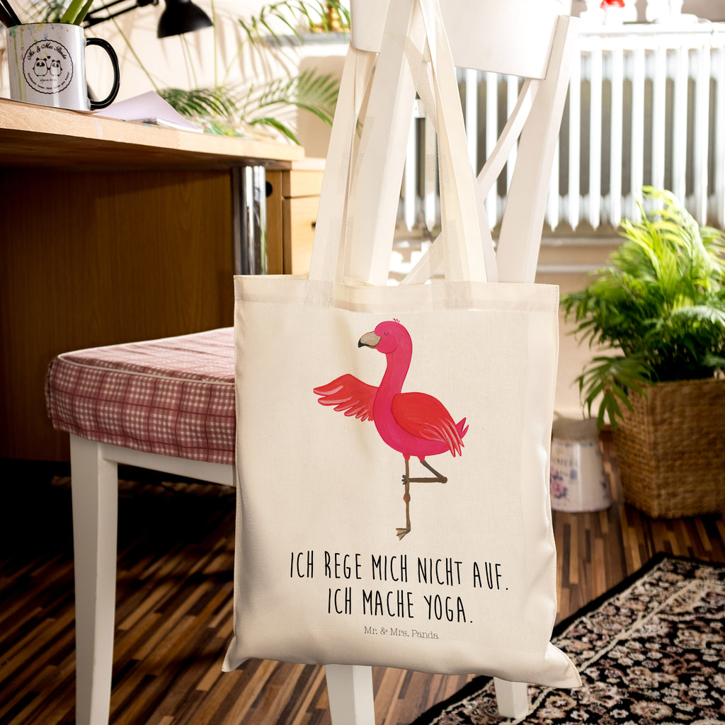Tragetasche Flamingo Yoga Beuteltasche, Beutel, Einkaufstasche, Jutebeutel, Stoffbeutel, Flamingo, Vogel, Yoga, Namaste, Achtsamkeit, Yoga-Übung, Entspannung, Ärger, Aufregen, Tiefenentspannung