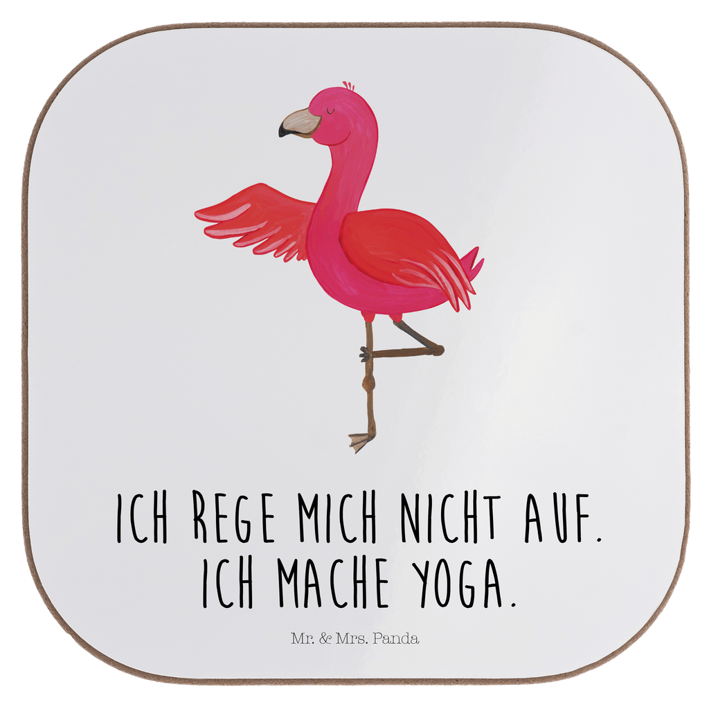 Quadratische Untersetzer Flamingo Yoga Bierdeckel, Glasuntersetzer, Untersetzer Gläser, Getränkeuntersetzer, Flamingo, Vogel, Yoga, Namaste, Achtsamkeit, Yoga-Übung, Entspannung, Ärger, Aufregen, Tiefenentspannung