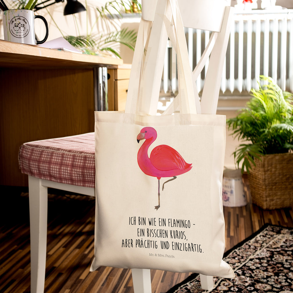 Tragetasche Flamingo classic Beuteltasche, Beutel, Einkaufstasche, Jutebeutel, Stoffbeutel, Flamingo, Einzigartig, Selbstliebe, Stolz, ich, für mich, Spruch, Freundin, Freundinnen, Außenseiter, Sohn, Tochter, Geschwister