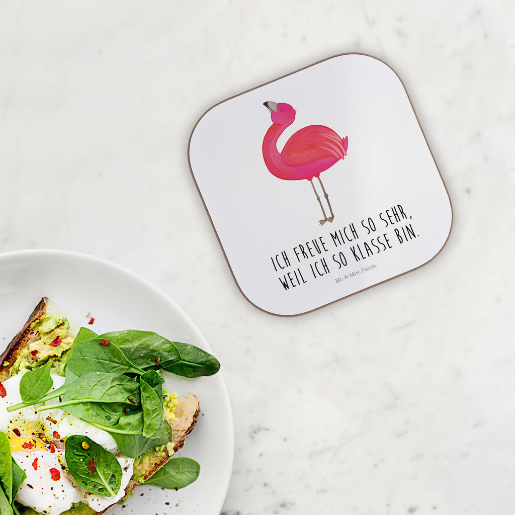 Quadratische Untersetzer Flamingo stolz Bierdeckel, Glasuntersetzer, Untersetzer Gläser, Getränkeuntersetzer, Flamingo, stolz, Freude, Selbstliebe, Selbstakzeptanz, Freundin, beste Freundin, Tochter, Mama, Schwester