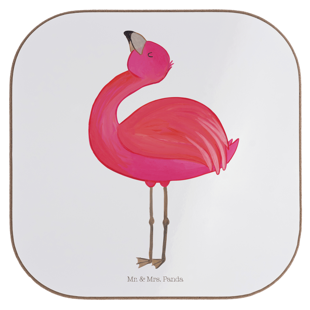 Quadratische Untersetzer Flamingo stolz Bierdeckel, Glasuntersetzer, Untersetzer Gläser, Getränkeuntersetzer, Flamingo, stolz, Freude, Selbstliebe, Selbstakzeptanz, Freundin, beste Freundin, Tochter, Mama, Schwester