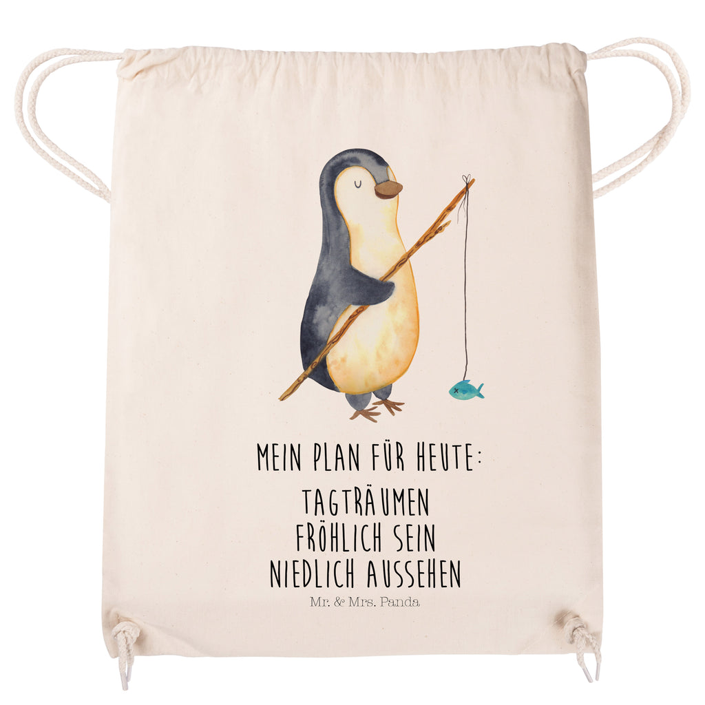 Sportbeutel Pinguin Angler Turnbeutel, Beutel, Sporttasche, Tasche, Stoffbeutel, Pinguin, Pinguine, Angeln, Angler, Tagträume, Hobby, Plan, Planer, Tagesplan, Neustart, Motivation, Geschenk, Freundinnen, Geschenkidee, Urlaub, Wochenende