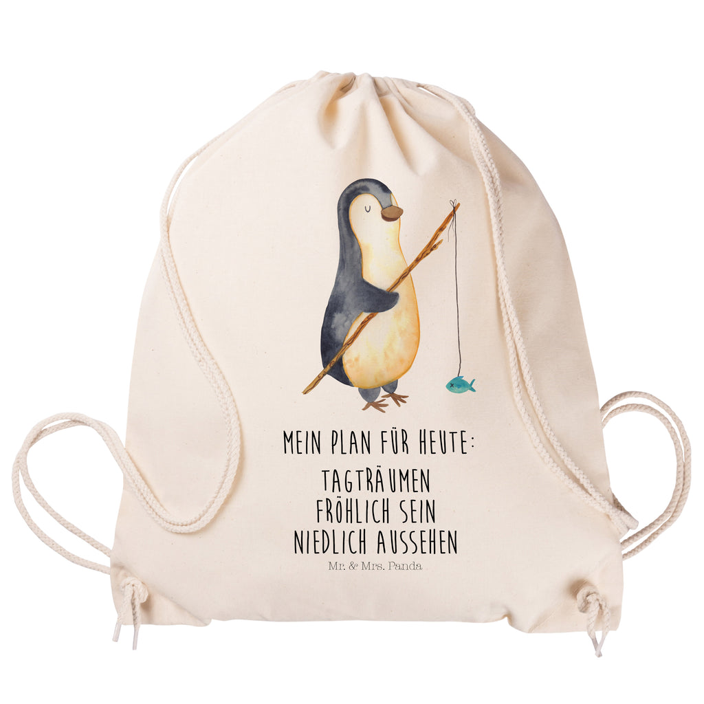 Sportbeutel Pinguin Angler Turnbeutel, Beutel, Sporttasche, Tasche, Stoffbeutel, Pinguin, Pinguine, Angeln, Angler, Tagträume, Hobby, Plan, Planer, Tagesplan, Neustart, Motivation, Geschenk, Freundinnen, Geschenkidee, Urlaub, Wochenende