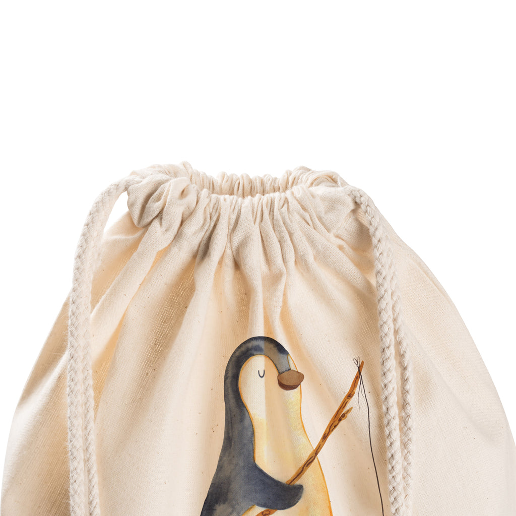 Sportbeutel Pinguin Angler Turnbeutel, Beutel, Sporttasche, Tasche, Stoffbeutel, Pinguin, Pinguine, Angeln, Angler, Tagträume, Hobby, Plan, Planer, Tagesplan, Neustart, Motivation, Geschenk, Freundinnen, Geschenkidee, Urlaub, Wochenende