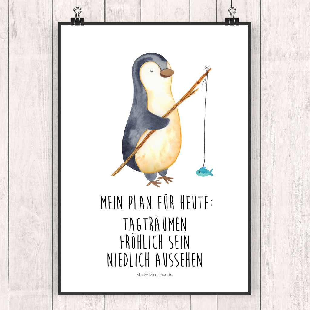 Poster Pinguin Angler Poster, Wandposter, Bild, Wanddeko, Küchenposter, Kinderposter, Wanddeko Bild, Raumdekoration, Wanddekoration, Handgemaltes Poster, Mr. & Mrs. Panda Poster, Designposter, Kunstdruck, Posterdruck, Pinguin, Pinguine, Angeln, Angler, Tagträume, Hobby, Plan, Planer, Tagesplan, Neustart, Motivation, Geschenk, Freundinnen, Geschenkidee, Urlaub, Wochenende