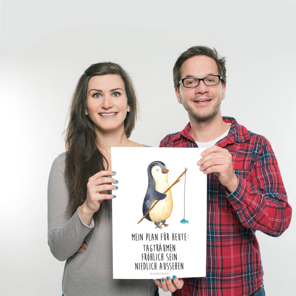 Poster Pinguin Angler Poster, Wandposter, Bild, Wanddeko, Küchenposter, Kinderposter, Wanddeko Bild, Raumdekoration, Wanddekoration, Handgemaltes Poster, Mr. & Mrs. Panda Poster, Designposter, Kunstdruck, Posterdruck, Pinguin, Pinguine, Angeln, Angler, Tagträume, Hobby, Plan, Planer, Tagesplan, Neustart, Motivation, Geschenk, Freundinnen, Geschenkidee, Urlaub, Wochenende