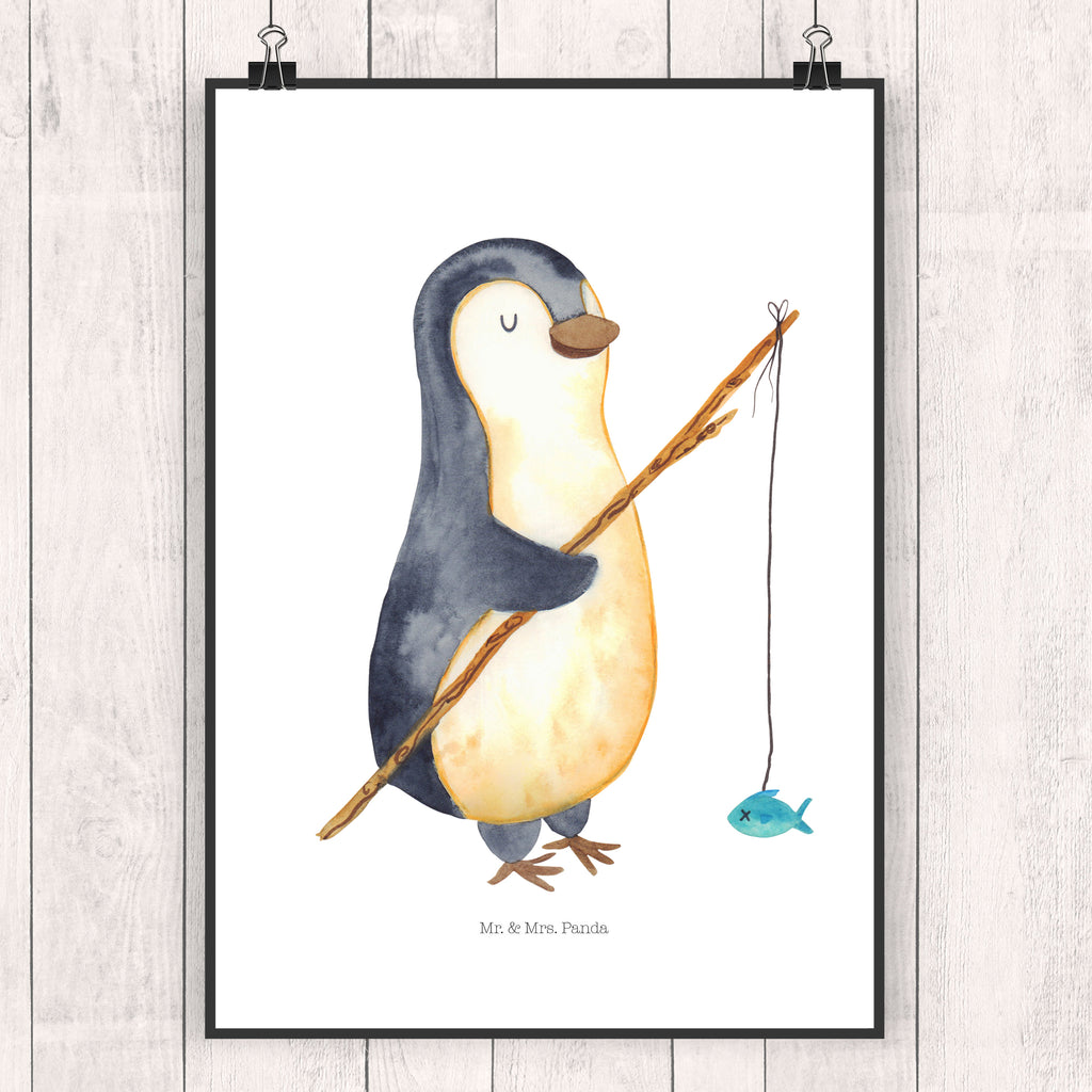 Poster Pinguin Angler Poster, Wandposter, Bild, Wanddeko, Küchenposter, Kinderposter, Wanddeko Bild, Raumdekoration, Wanddekoration, Handgemaltes Poster, Mr. & Mrs. Panda Poster, Designposter, Kunstdruck, Posterdruck, Pinguin, Pinguine, Angeln, Angler, Tagträume, Hobby, Plan, Planer, Tagesplan, Neustart, Motivation, Geschenk, Freundinnen, Geschenkidee, Urlaub, Wochenende