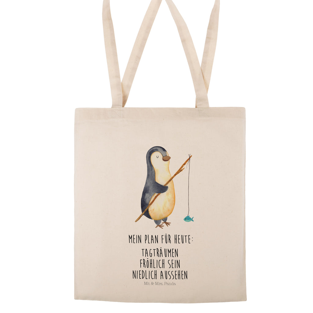 Tragetasche Pinguin Angler Beuteltasche, Beutel, Einkaufstasche, Jutebeutel, Stoffbeutel, Pinguin, Pinguine, Angeln, Angler, Tagträume, Hobby, Plan, Planer, Tagesplan, Neustart, Motivation, Geschenk, Freundinnen, Geschenkidee, Urlaub, Wochenende