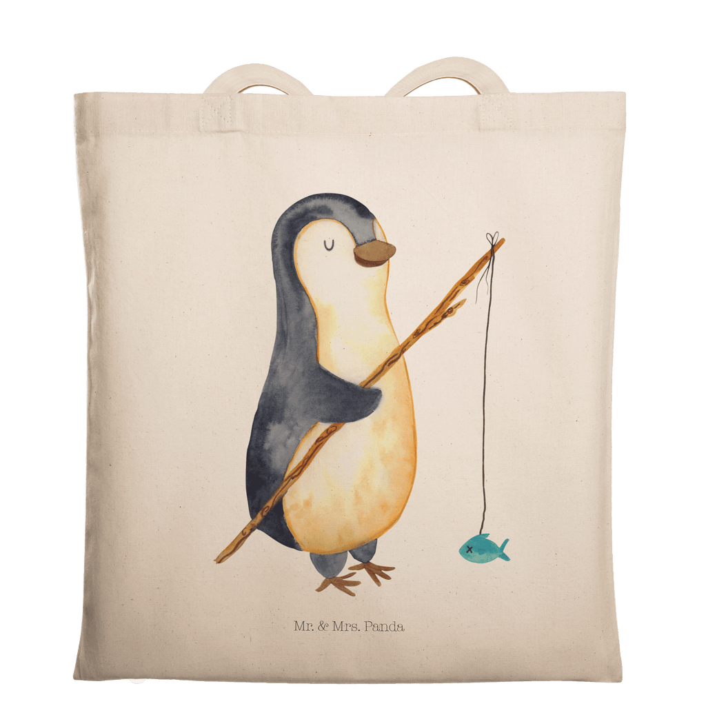 Tragetasche Pinguin Angler Beuteltasche, Beutel, Einkaufstasche, Jutebeutel, Stoffbeutel, Pinguin, Pinguine, Angeln, Angler, Tagträume, Hobby, Plan, Planer, Tagesplan, Neustart, Motivation, Geschenk, Freundinnen, Geschenkidee, Urlaub, Wochenende