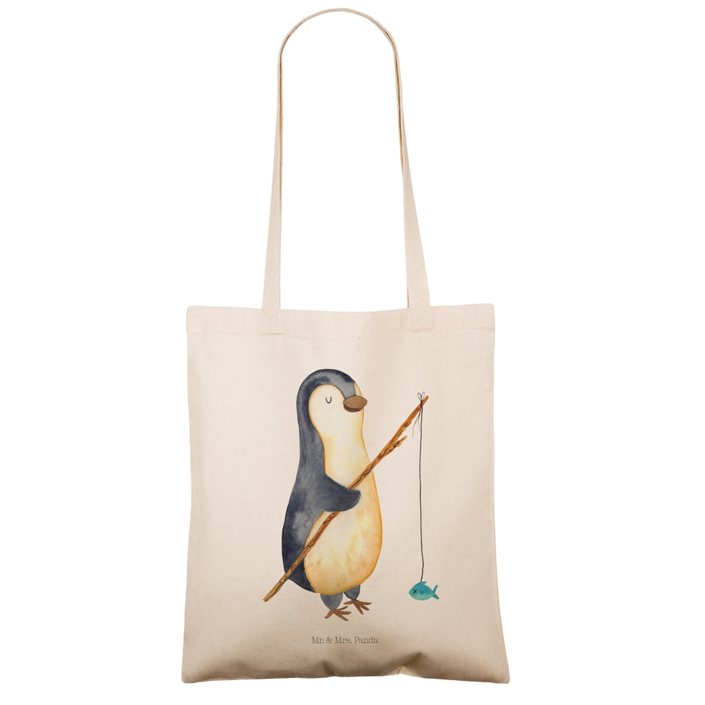 Tragetasche Pinguin Angler Beuteltasche, Beutel, Einkaufstasche, Jutebeutel, Stoffbeutel, Pinguin, Pinguine, Angeln, Angler, Tagträume, Hobby, Plan, Planer, Tagesplan, Neustart, Motivation, Geschenk, Freundinnen, Geschenkidee, Urlaub, Wochenende