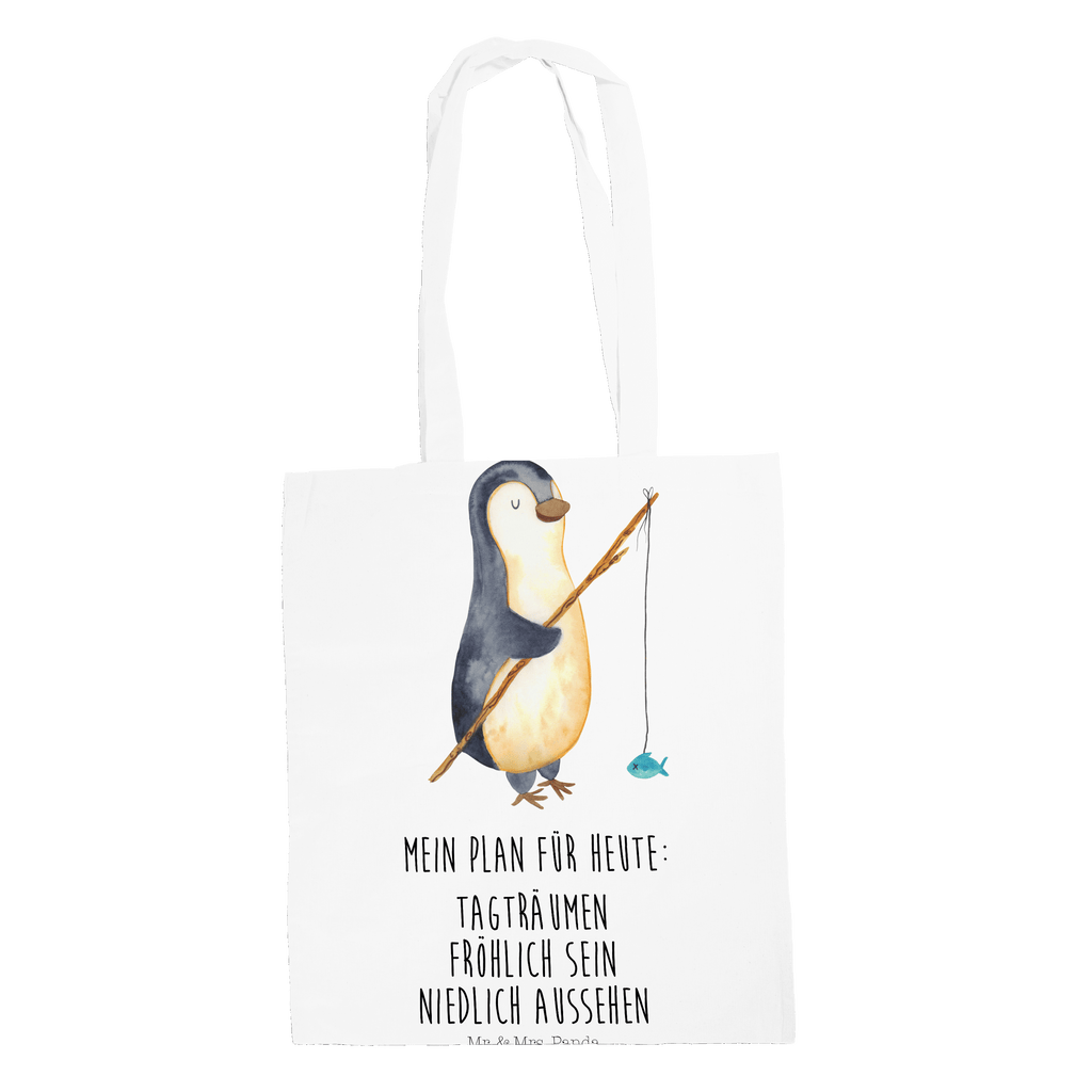 Tragetasche Pinguin Angler Beuteltasche, Beutel, Einkaufstasche, Jutebeutel, Stoffbeutel, Pinguin, Pinguine, Angeln, Angler, Tagträume, Hobby, Plan, Planer, Tagesplan, Neustart, Motivation, Geschenk, Freundinnen, Geschenkidee, Urlaub, Wochenende