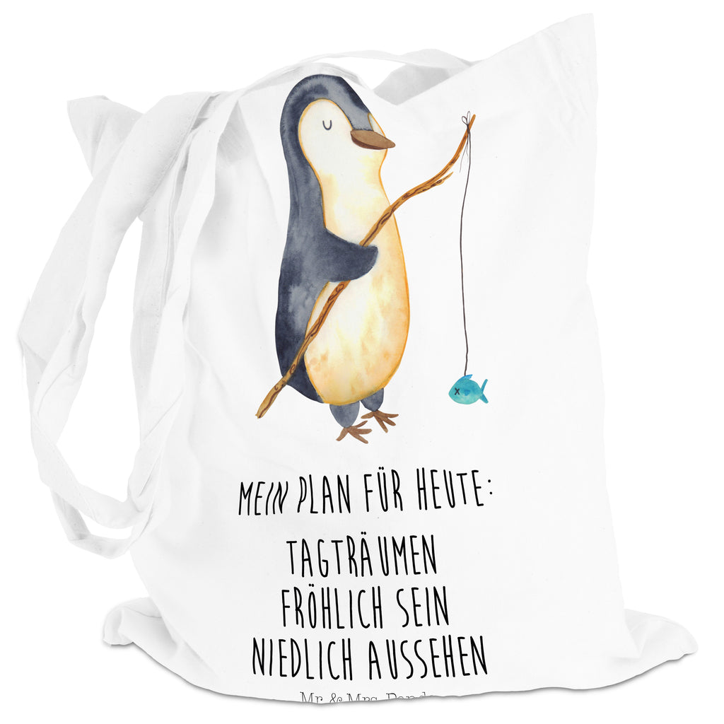 Tragetasche Pinguin Angler Beuteltasche, Beutel, Einkaufstasche, Jutebeutel, Stoffbeutel, Pinguin, Pinguine, Angeln, Angler, Tagträume, Hobby, Plan, Planer, Tagesplan, Neustart, Motivation, Geschenk, Freundinnen, Geschenkidee, Urlaub, Wochenende