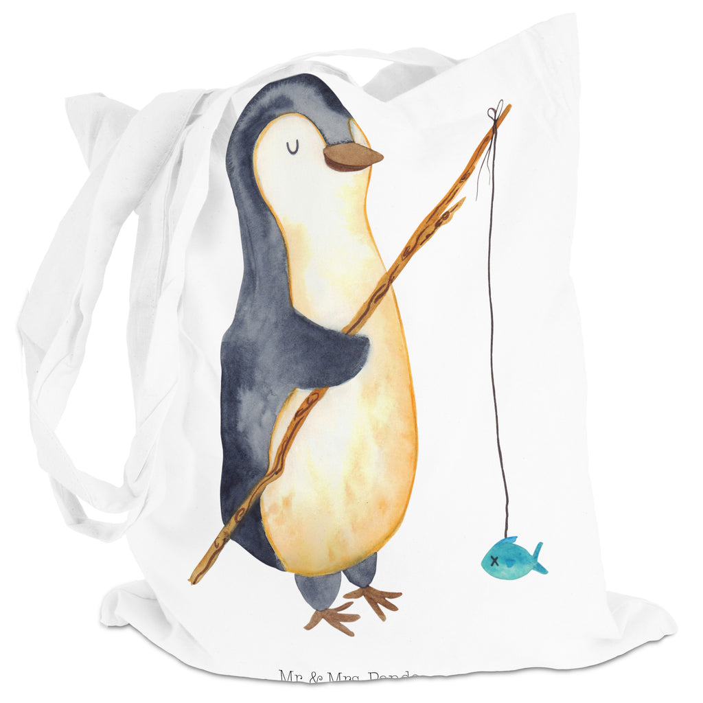 Tragetasche Pinguin Angler Beuteltasche, Beutel, Einkaufstasche, Jutebeutel, Stoffbeutel, Pinguin, Pinguine, Angeln, Angler, Tagträume, Hobby, Plan, Planer, Tagesplan, Neustart, Motivation, Geschenk, Freundinnen, Geschenkidee, Urlaub, Wochenende