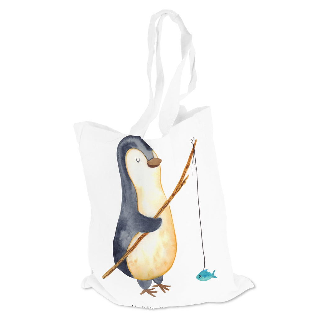 Tragetasche Pinguin Angler Beuteltasche, Beutel, Einkaufstasche, Jutebeutel, Stoffbeutel, Pinguin, Pinguine, Angeln, Angler, Tagträume, Hobby, Plan, Planer, Tagesplan, Neustart, Motivation, Geschenk, Freundinnen, Geschenkidee, Urlaub, Wochenende