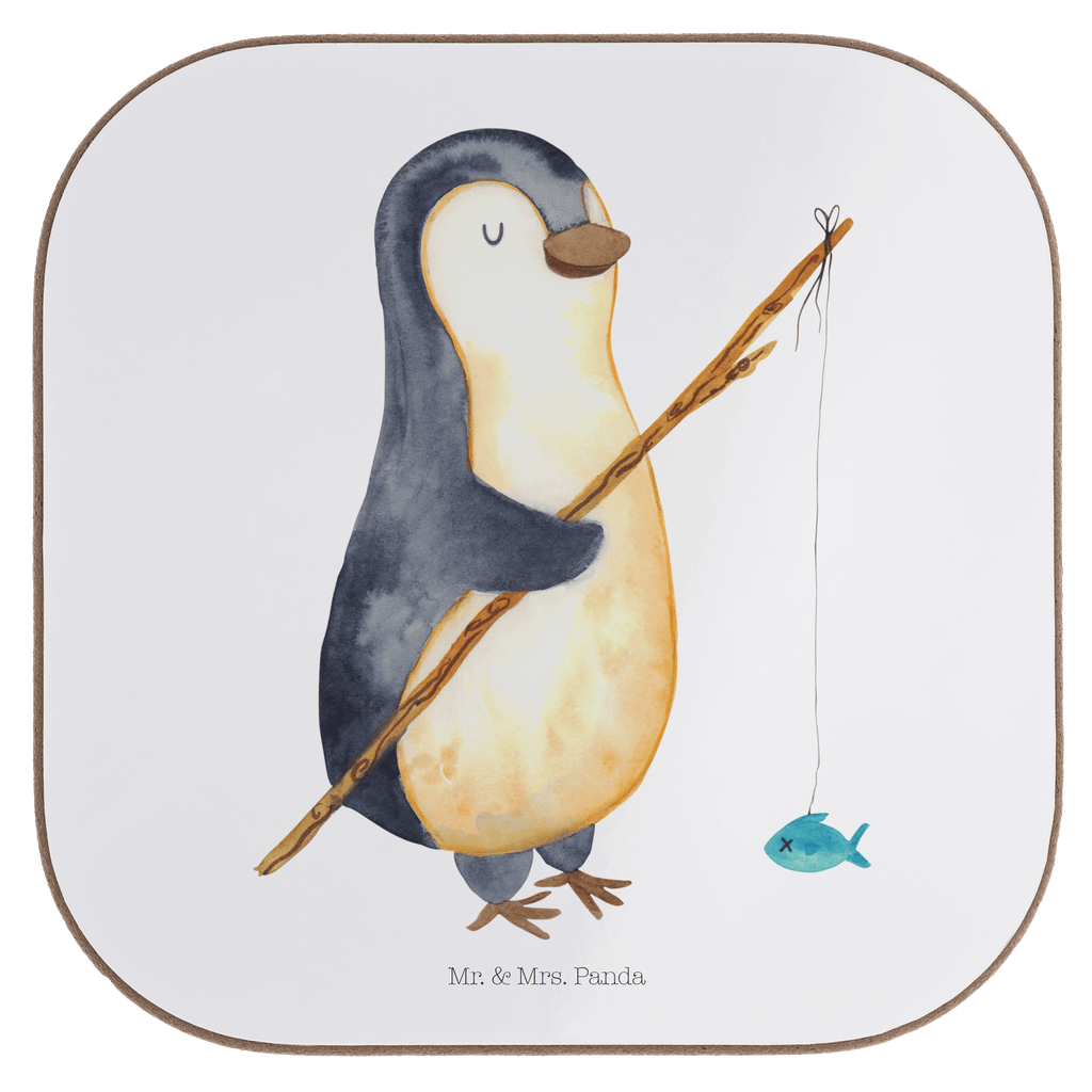 Quadratische Untersetzer Pinguin Angler Bierdeckel, Glasuntersetzer, Untersetzer Gläser, Getränkeuntersetzer, Pinguin, Pinguine, Angeln, Angler, Tagträume, Hobby, Plan, Planer, Tagesplan, Neustart, Motivation, Geschenk, Freundinnen, Geschenkidee, Urlaub, Wochenende