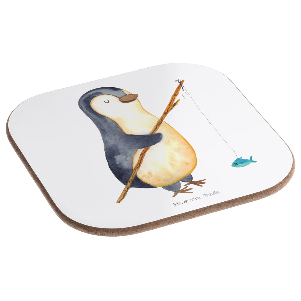 Quadratische Untersetzer Pinguin Angler Bierdeckel, Glasuntersetzer, Untersetzer Gläser, Getränkeuntersetzer, Pinguin, Pinguine, Angeln, Angler, Tagträume, Hobby, Plan, Planer, Tagesplan, Neustart, Motivation, Geschenk, Freundinnen, Geschenkidee, Urlaub, Wochenende