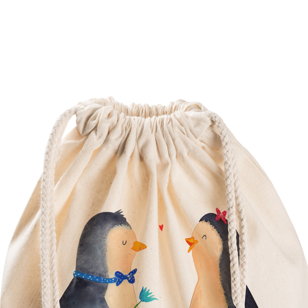 Sportbeutel Pinguin Pärchen Turnbeutel, Beutel, Sporttasche, Tasche, Stoffbeutel, Pinguin, Pinguine, Liebe, Liebespaar, Liebesbeweis, Liebesgeschenk, Verlobung, Jahrestag, Hochzeitstag, Hochzeit, Hochzeitsgeschenk, große Liebe, Traumpaar